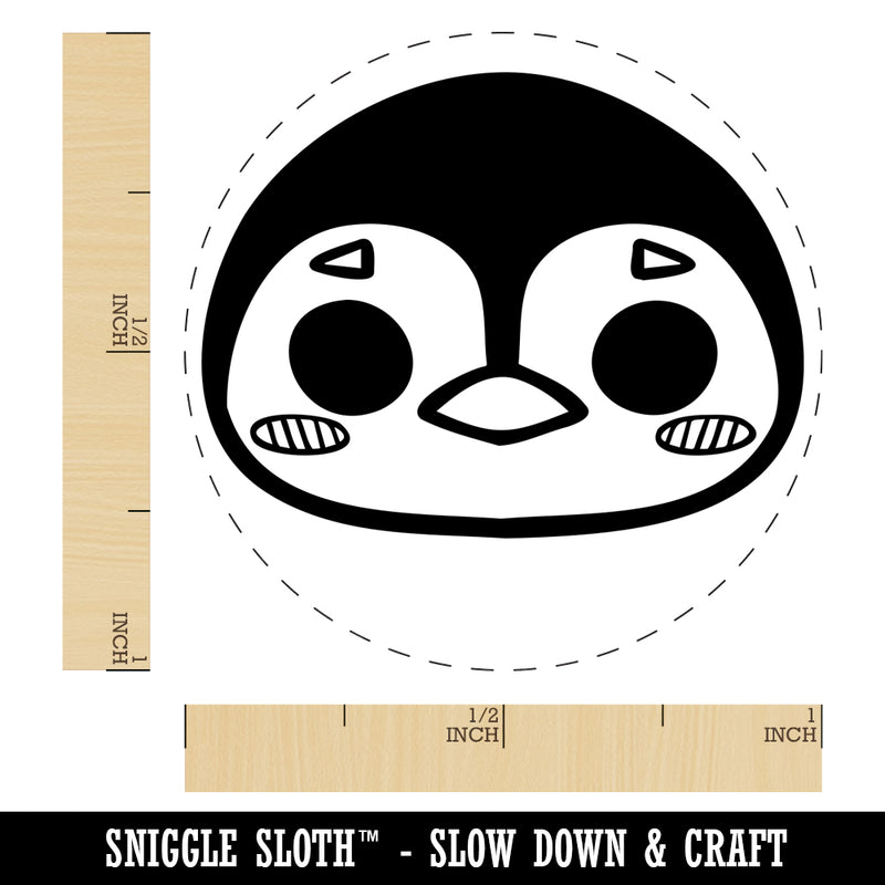 Charming Kawaii Chibi Penguin Face Blushing Cheeks Self-Inking Rubber Stamp for Stamping Crafting Planners