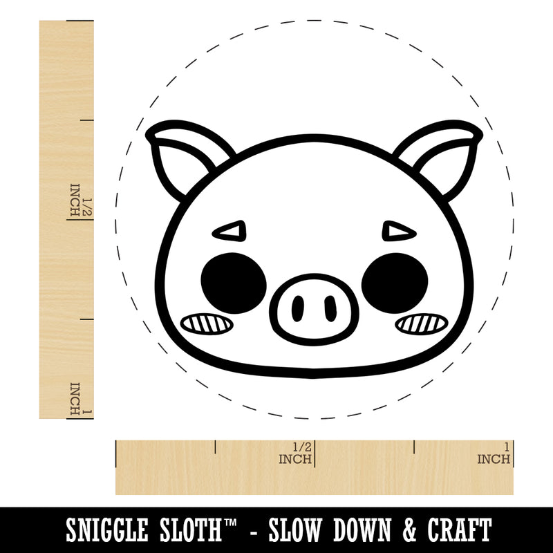 Charming Kawaii Chibi Pig Face Blushing Cheeks Self-Inking Rubber Stamp for Stamping Crafting Planners