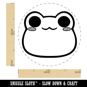 Charming Kawaii Chibi Smug Frog Toad Face Blushing Cheeks Self-Inking Rubber Stamp for Stamping Crafting Planners