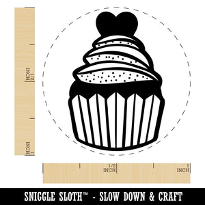 Deliciously Sweet Chocolate Cupcake with Heart Self-Inking Rubber Stamp for Stamping Crafting Planners