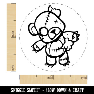 Creepy Spooky Stitched Teddy Bear Horror Self-Inking Rubber Stamp for Stamping Crafting Planners