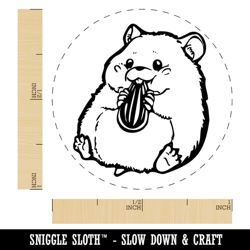 Darling Hamster Rodent Enjoying Sunflower Seed Self-Inking Rubber Stamp for Stamping Crafting Planners