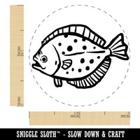 Flounder Halibut Flat Spotted Fish Self-Inking Rubber Stamp for Stamping Crafting Planners