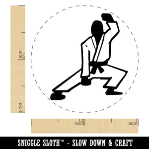 Kung Fu Martial Arts Crouch Stance Karate Gi Self-Inking Rubber Stamp for Stamping Crafting Planners