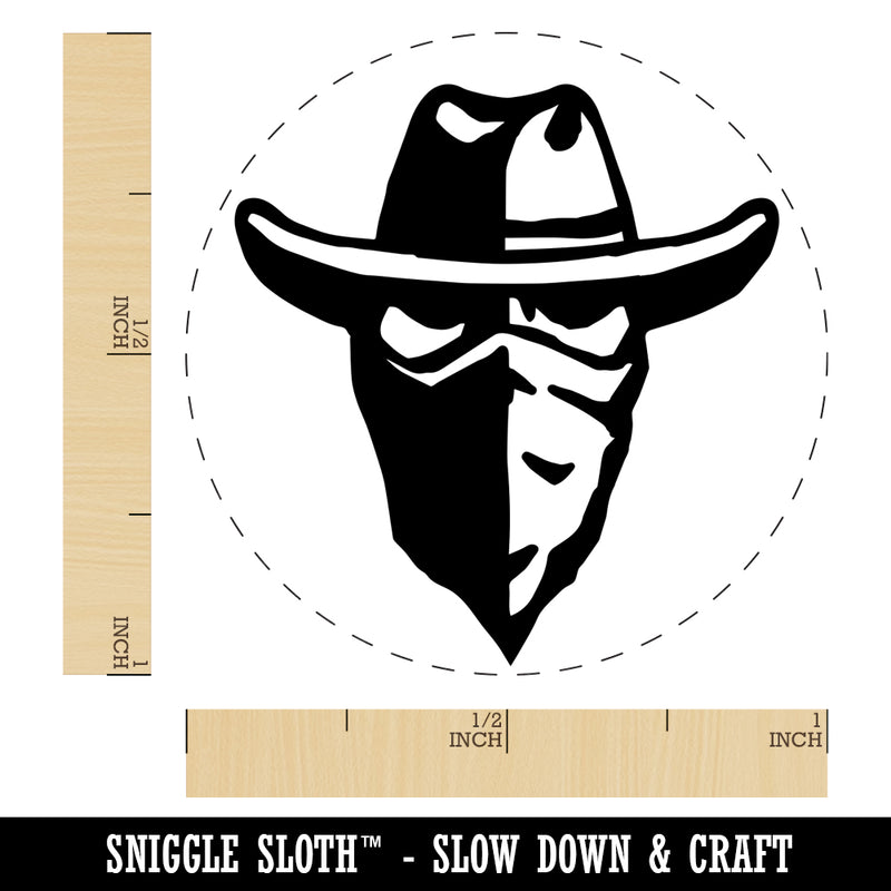 Masked Cowboy Bandit Highwayman with Hat and Bandana Self-Inking Rubber Stamp for Stamping Crafting Planners