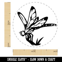 Perched Dragonfly Dasher Darner Insect Self-Inking Rubber Stamp for Stamping Crafting Planners