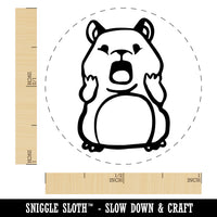 Shocked Scared Cute Hamster Rodent Gasp Self-Inking Rubber Stamp for Stamping Crafting Planners