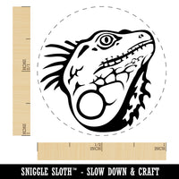 Spiny Green Iguana Lizard Head Self-Inking Rubber Stamp for Stamping Crafting Planners