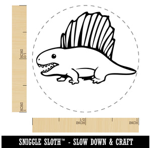 Wary Dimetrodon Dinosaur with Dorsal Sail Fin Self-Inking Rubber Stamp for Stamping Crafting Planners