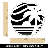 Beach Sunset Scene Tropical Ocean Self-Inking Rubber Stamp Ink Stamper for Stamping Crafting Planners