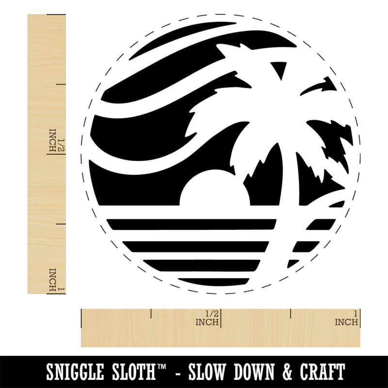 Beach Sunset Scene Tropical Ocean Self-Inking Rubber Stamp Ink Stamper for Stamping Crafting Planners