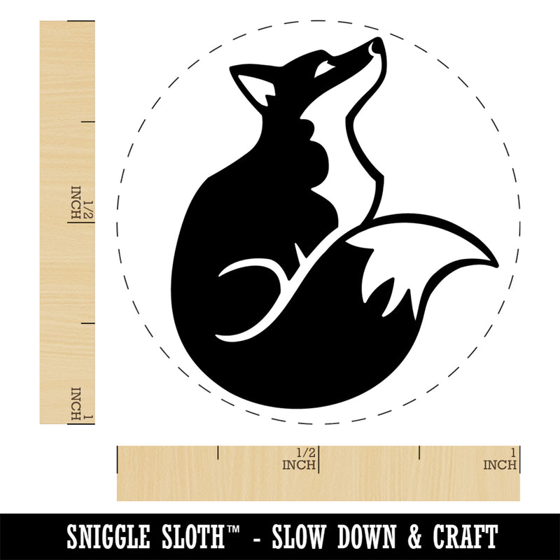 Sitting Fox Looking Up Self-Inking Rubber Stamp Ink Stamper for Stamping Crafting Planners
