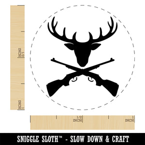 Crossed Hunting Rifles with Deer Head Antlers Self-Inking Rubber Stamp Ink Stamper for Stamping Crafting Planners