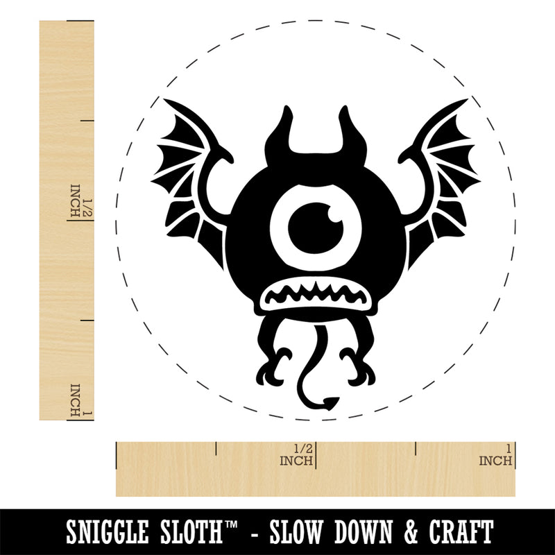 One Eyed Monster Demon with Bat Wings Self-Inking Rubber Stamp Ink Stamper for Stamping Crafting Planners