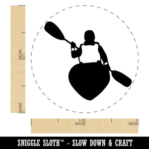 Person Kayaking with Paddle Back Behind View Self-Inking Rubber Stamp Ink Stamper for Stamping Crafting Planners