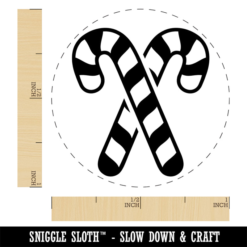 Crossed Candy Canes Christmas Self-Inking Rubber Stamp Ink Stamper for Stamping Crafting Planners