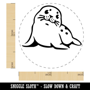 Curious Baby Seal Looking Right Self-Inking Rubber Stamp Ink Stamper for Stamping Crafting Planners