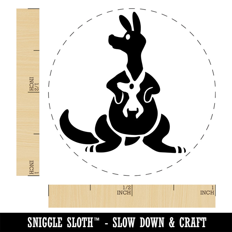 Kangaroo Mother with Baby Joey in Pouch Pocket Self-Inking Rubber Stamp Ink Stamper for Stamping Crafting Planners