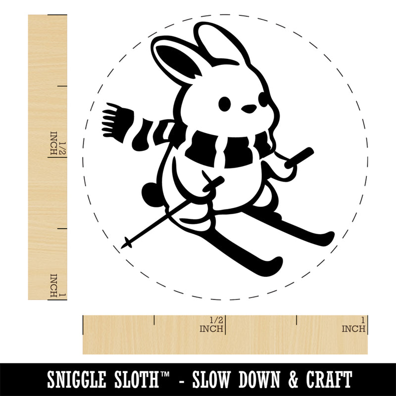 Ski Rabbit Bunny Slopes Snow Rabbit Self-Inking Rubber Stamp Ink Stamper for Stamping Crafting Planners