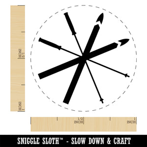 Skis and Poles Skiing Equipment and Gear Self-Inking Rubber Stamp Ink Stamper for Stamping Crafting Planners