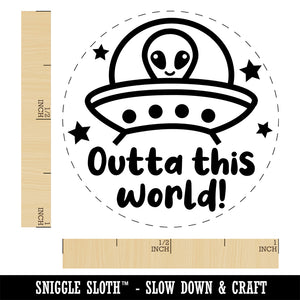 Outta Out of This World Alien Spaceship Self-Inking Rubber Stamp Ink Stamper for Stamping Crafting Planners