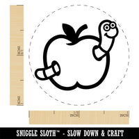 Worm in Apple Self-Inking Rubber Stamp Ink Stamper for Stamping Crafting Planners