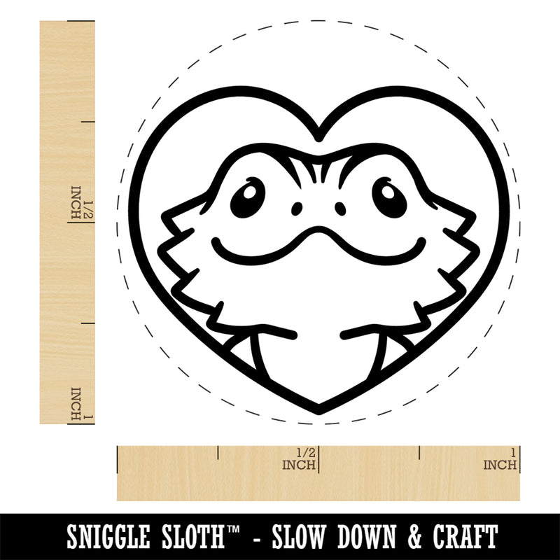 Bearded Dragon Lizard Inside of Heart Self-Inking Rubber Stamp Ink Stamper for Stamping Crafting Planners