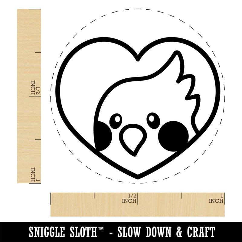 Cockatiel Bird Inside of Heart Self-Inking Rubber Stamp Ink Stamper for Stamping Crafting Planners