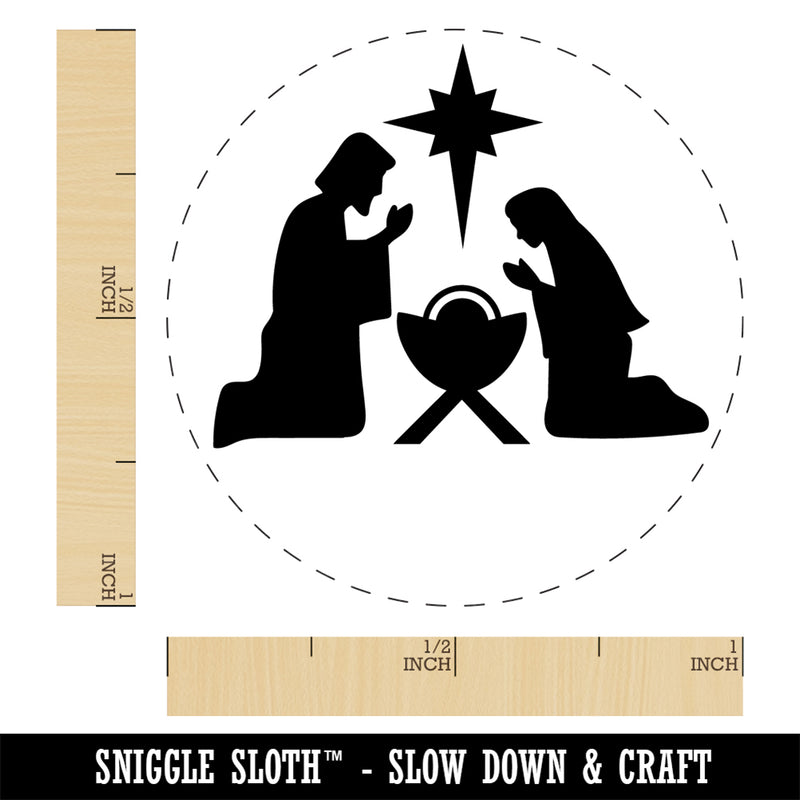 Nativity Scene Silhouette Christmas Baby Jesus Christianity Religious Self-Inking Rubber Stamp Ink Stamper for Stamping Crafting Planners