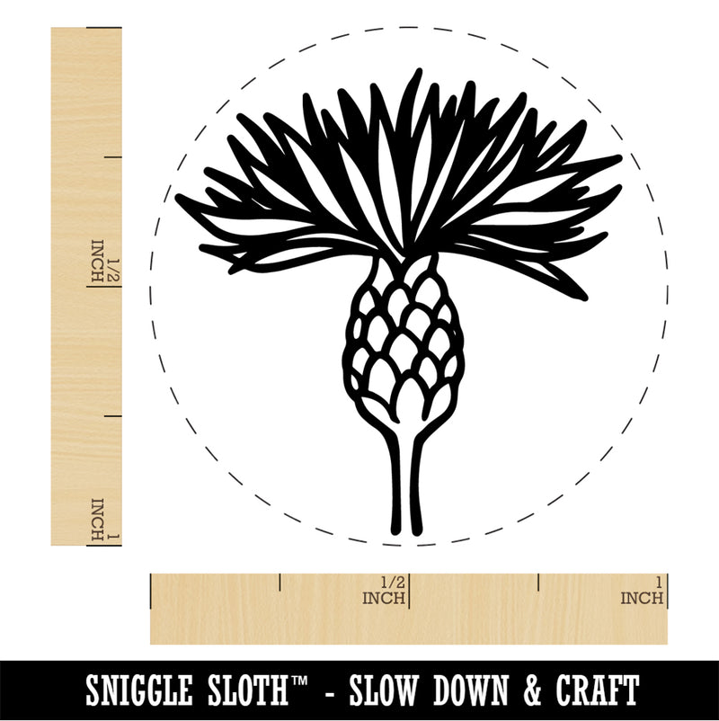 Cornflower Bachelor's Button Bloom Self-Inking Rubber Stamp Ink Stamper for Stamping Crafting Planners