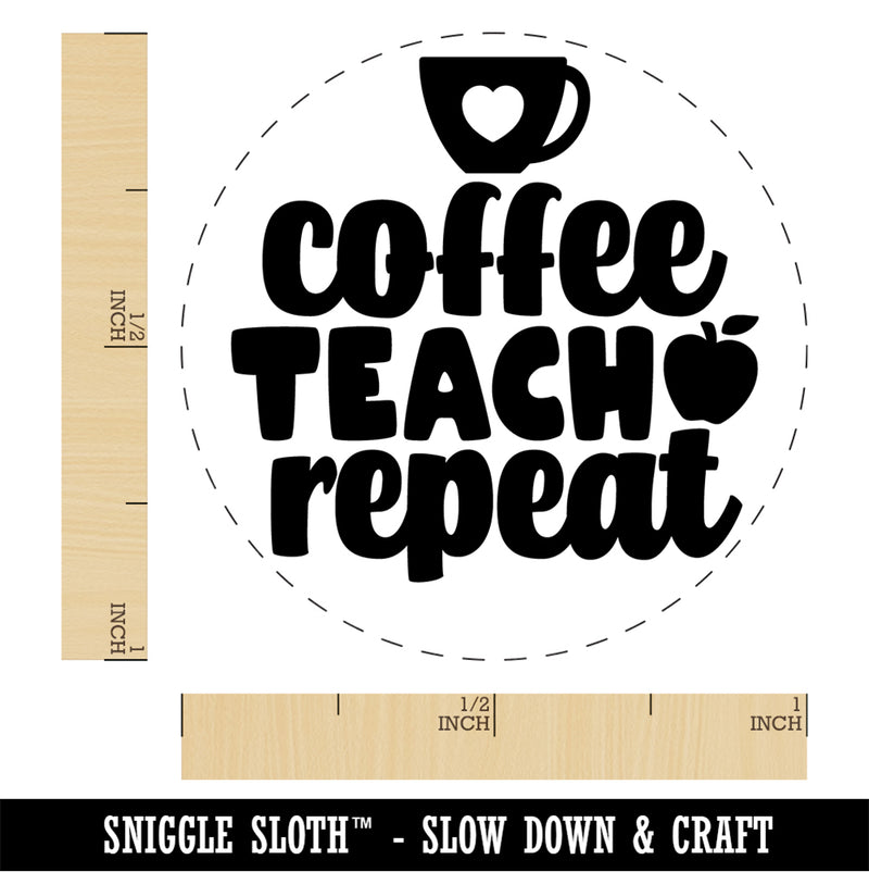 Coffee Teach Repeat Teacher Self-Inking Rubber Stamp Ink Stamper for Stamping Crafting Planners