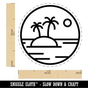 Deserted Island in Ocean Self-Inking Rubber Stamp Ink Stamper for Stamping Crafting Planners