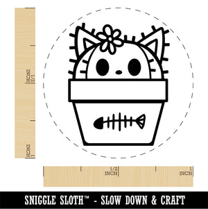 Peeking Cat Potted Cactus Self-Inking Rubber Stamp Ink Stamper for Stamping Crafting Planners