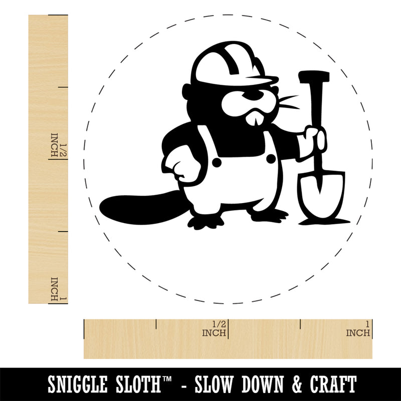 Construction Worker Builder Beaver with Shovel and Hard Hat Self-Inking Rubber Stamp Ink Stamper for Stamping Crafting Planners