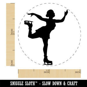 Ice Figure Skating Skater Woman on One Foot Pose Self-Inking Rubber Stamp Ink Stamper for Stamping Crafting Planners