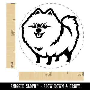 Perky Pomeranian Pup Dog Pet Self-Inking Rubber Stamp Ink Stamper for Stamping Crafting Planners