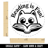 Reading is Fun Cat with Book Teacher Student Self-Inking Rubber Stamp Ink Stamper for Stamping Crafting Planners