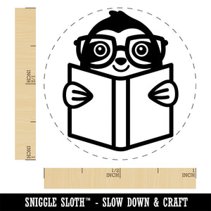 Sloth Reading Book Self-Inking Rubber Stamp Ink Stamper for Stamping Crafting Planners