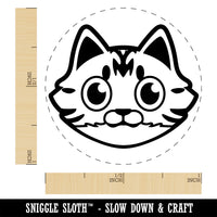 Fluffy Striped Tabby Cat Head Self-Inking Rubber Stamp Ink Stamper for Stamping Crafting Planners