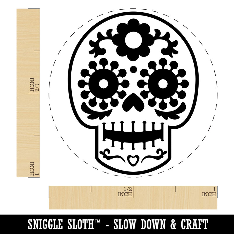 Happy Floral Sugar Skull Dia De Los Muertos Self-Inking Rubber Stamp Ink Stamper for Stamping Crafting Planners