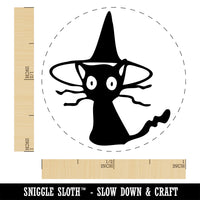 Spooked Cat in Witch Hat Halloween Self-Inking Rubber Stamp Ink Stamper for Stamping Crafting Planners