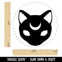 Witch Cat Head with Moon on Forehead Self-Inking Rubber Stamp Ink Stamper for Stamping Crafting Planners