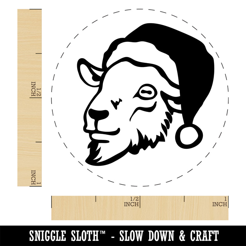 Goat Head with Santa Hat Christmas Self-Inking Rubber Stamp Ink Stamper for Stamping Crafting Planners