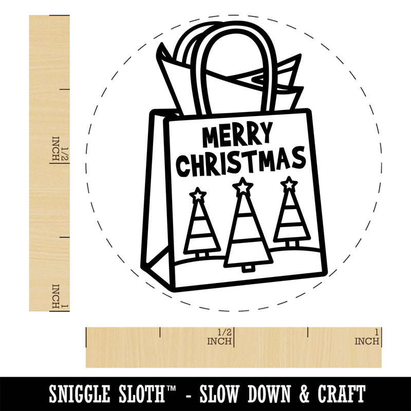 Merry Christmas Gift Bag Self-Inking Rubber Stamp Ink Stamper for Stamping Crafting Planners