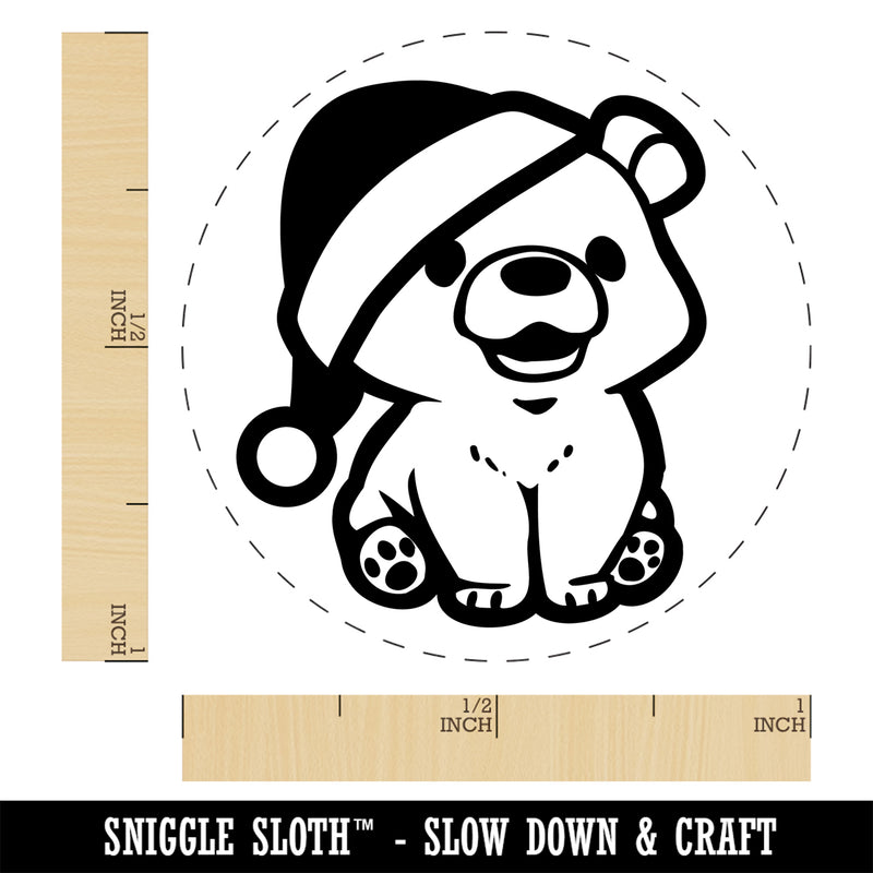 Christmas Bear Cub Santa Hat Self-Inking Rubber Stamp Ink Stamper for Stamping Crafting Planners