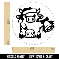 Christmas Cow Santa Hat Bell Self-Inking Rubber Stamp Ink Stamper for Stamping Crafting Planners