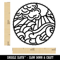 Sun Clouds and Ocean Waves Self-Inking Rubber Stamp Ink Stamper for Stamping Crafting Planners