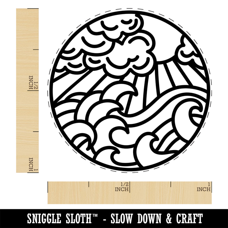 Sun Clouds and Ocean Waves Self-Inking Rubber Stamp Ink Stamper for Stamping Crafting Planners