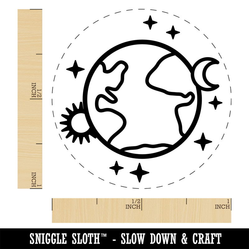 Earth Sun Moon Stars Self-Inking Rubber Stamp Ink Stamper for Stamping Crafting Planners