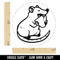 Happy Rat Eating Cheese Self-Inking Rubber Stamp Ink Stamper for Stamping Crafting Planners